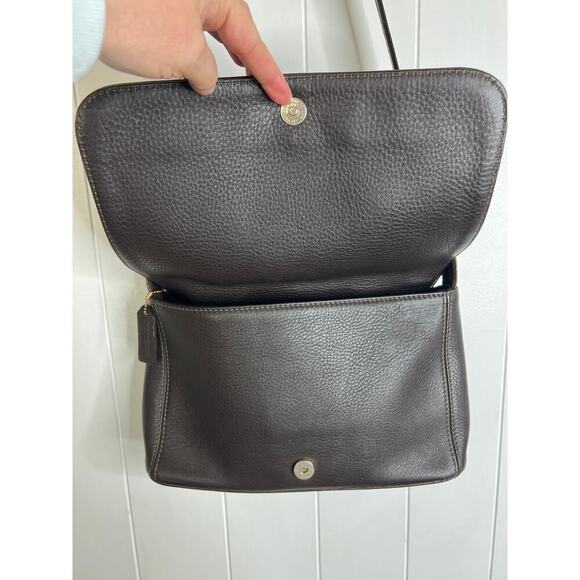 Vintage Coach Flap Cross Body/Messenger Brown Pebbled Leather Style B7E-4928 - Picture 5 of 10